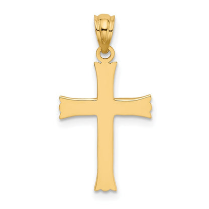 14k Yellow Gold Satin Cross Charm Pendant for Women