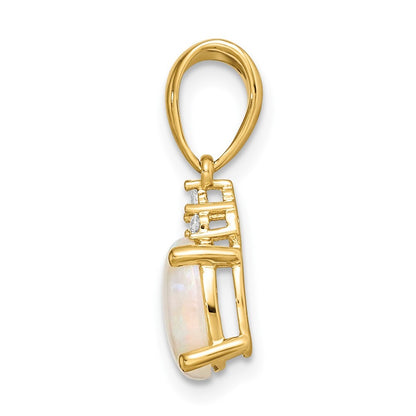 14k Yellow Gold Austrian Opal and Diamond Pendant for Women