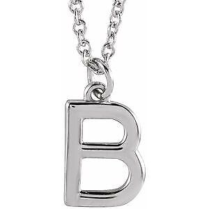 14k White Gold Initial B Dangle 18" Necklace Gift for Women