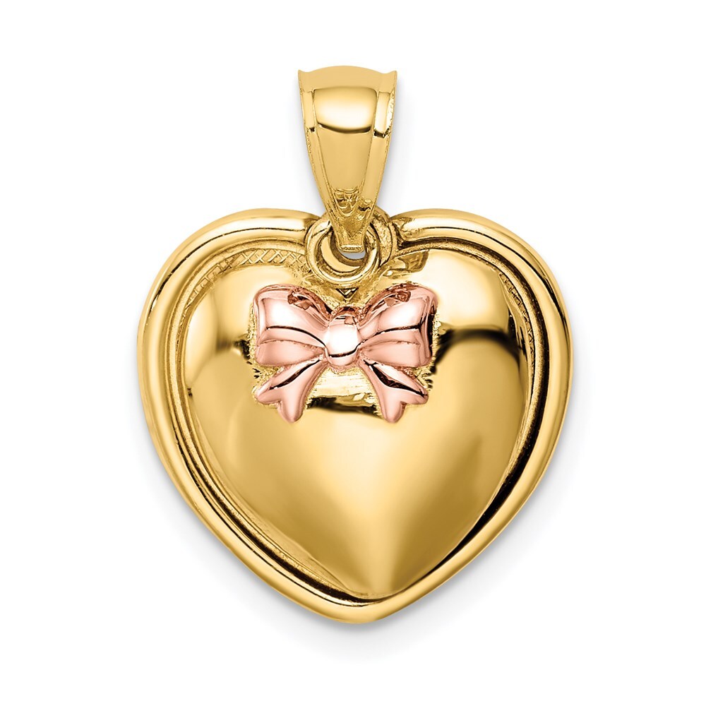 14k Yellow Gold Rose Plating I Love You in Heart Pendant for Women