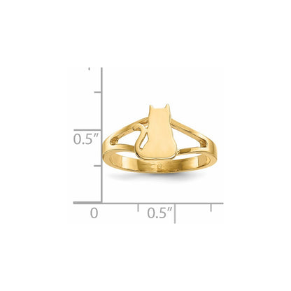 14K Yellow Gold Polished Cat Ring Size 7