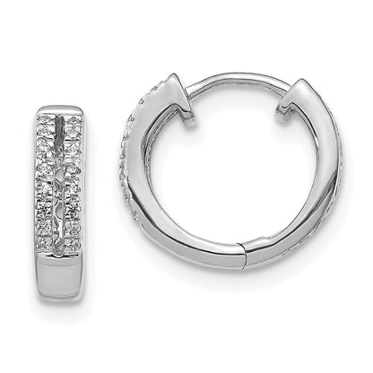 14k White Gold Diamond Hinged Round Hoop Earrings