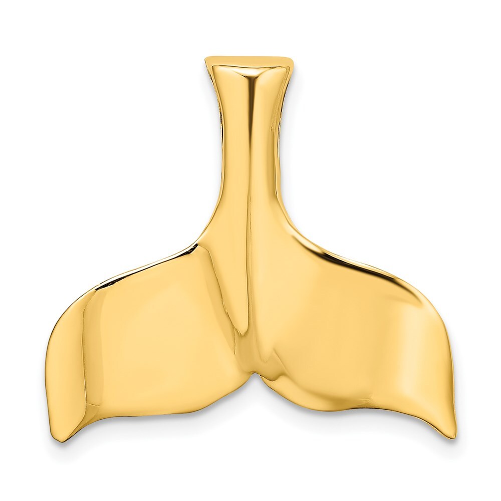 14k Yellow Gold 3-D Polished Whale Tail Charm Pendant for Women