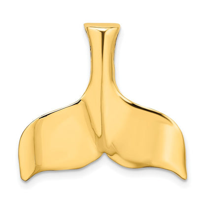 14k Yellow Gold 3-D Polished Whale Tail Charm Pendant for Women