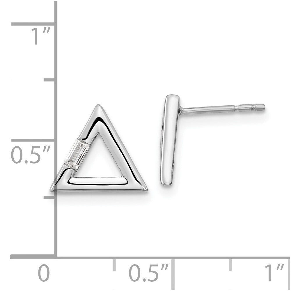 14k White Gold Polished Triangle Diamond Stud Earrings Gift for Women