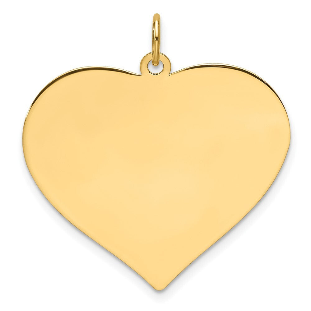 14k Yellow Gold Plain .013 Gauge Engravable Heart Disc Charm