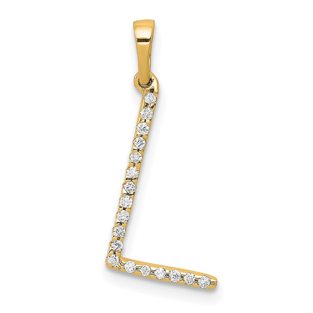 14k Yellow Gold Diamond Letter L Initial Pendant