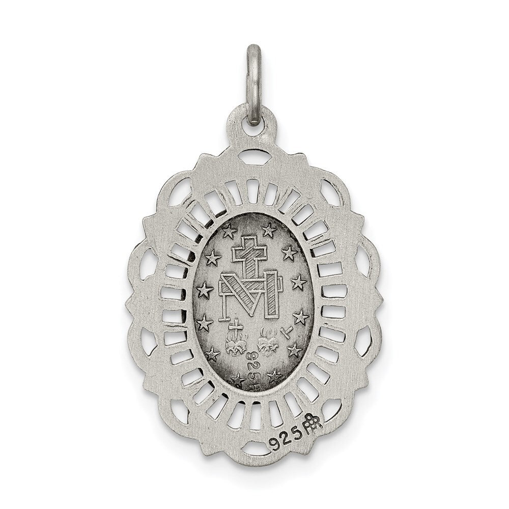 Sterling Silver Antiqued Miraculous Medal Pendant Holiday Gift for Women