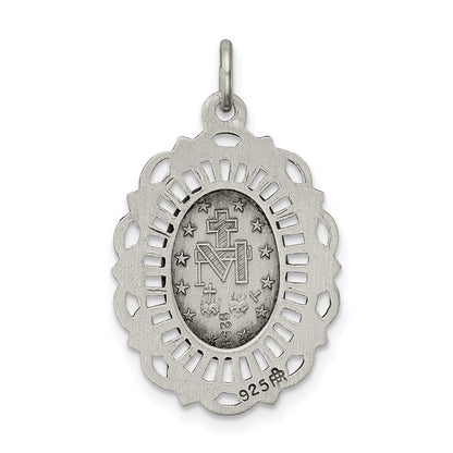 Sterling Silver Antiqued Miraculous Medal Pendant Holiday Gift for Women