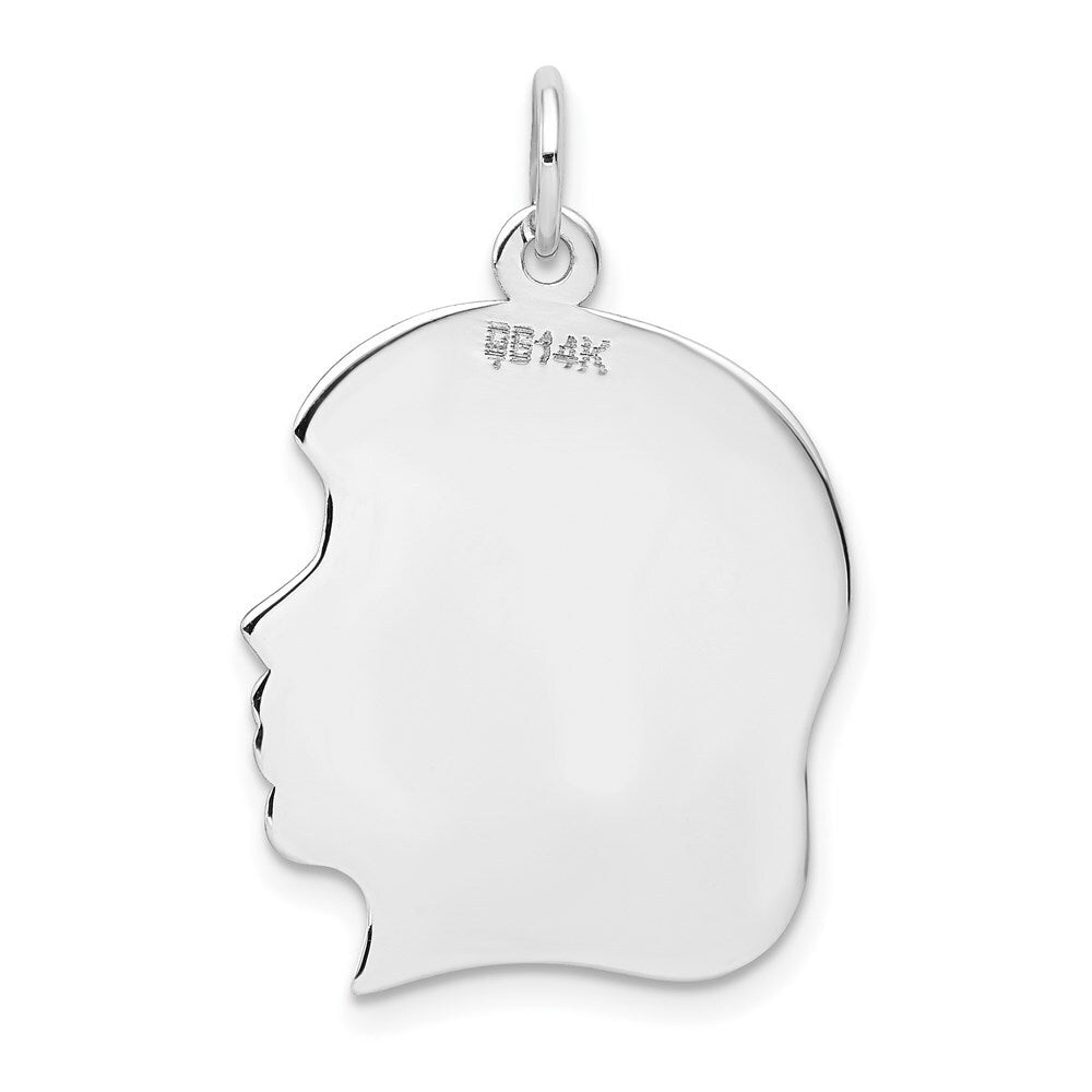14k White Plain Large.011 Depth Facing Right Engravable Girl Charm