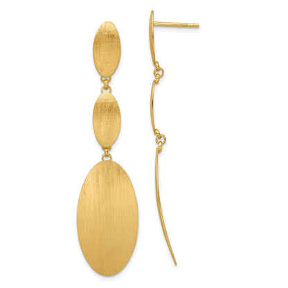 Sterling Silver Gold-plated Brushed Triple Oval Dangle Earrings