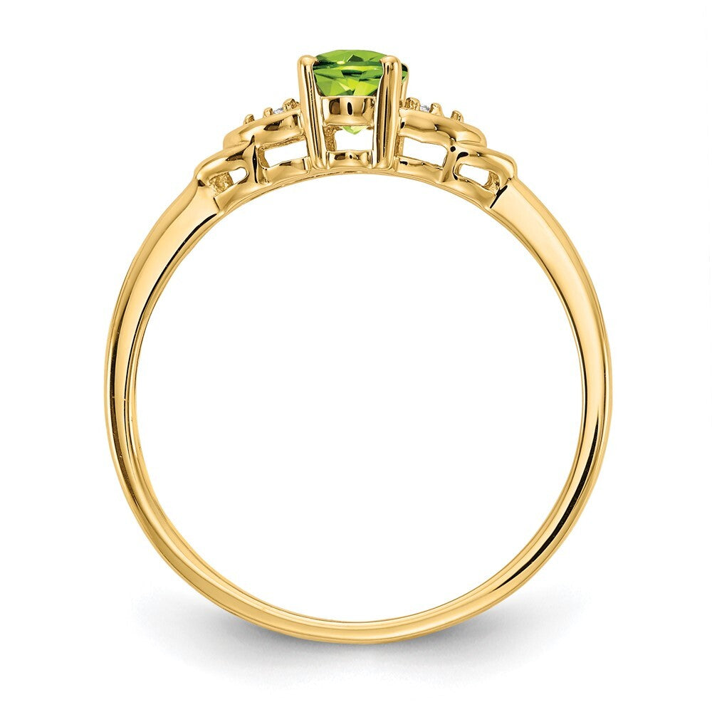14K Yellow Gold Peridot and Diamond Ring