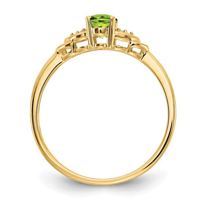 14K Yellow Gold Peridot and Diamond Ring
