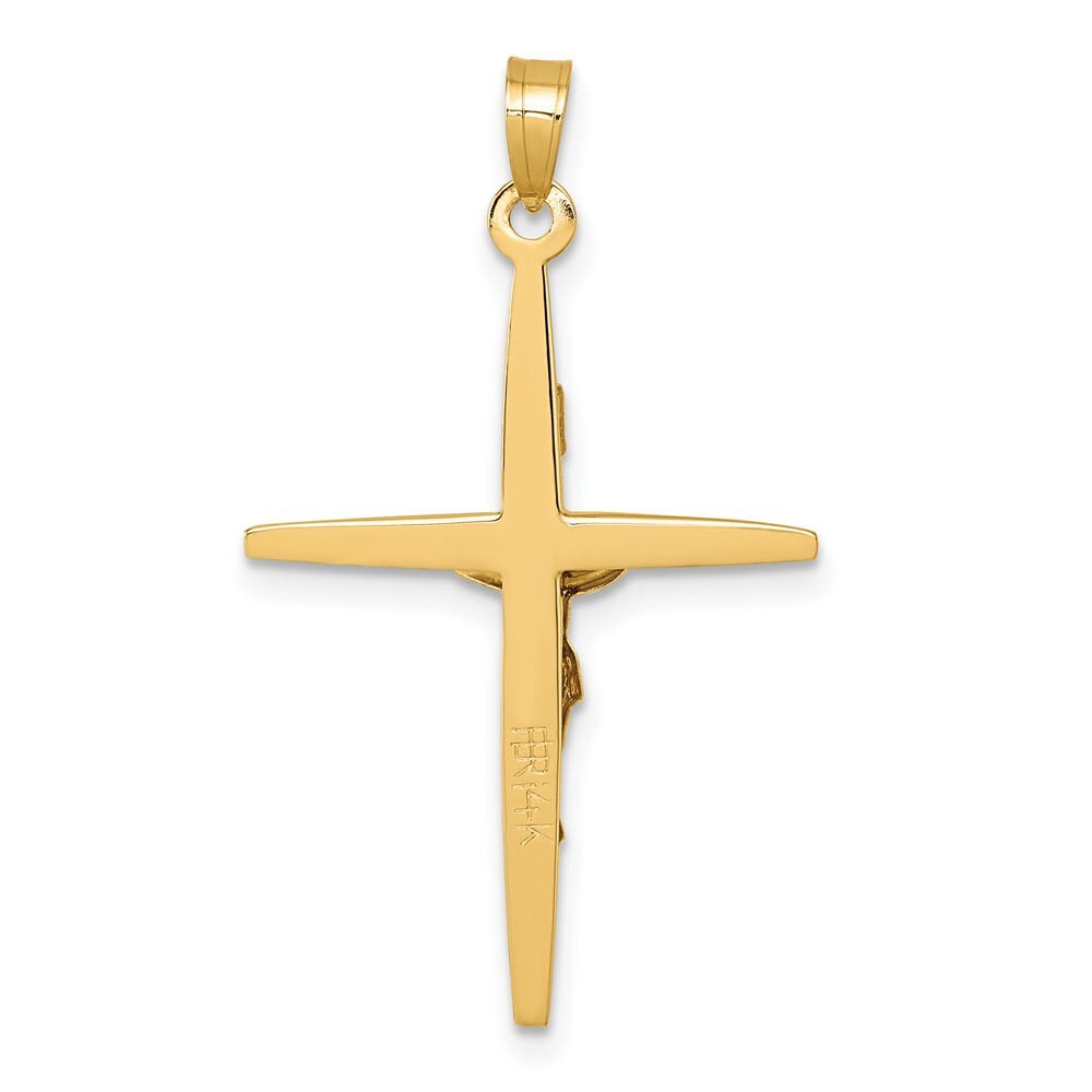 14k Yellow Gold with White Rhodium Polished INRI Crucifix Cross Pendant