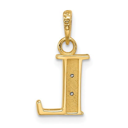 14k Yellow Gold with Rhodium Diamond Letter L Initial Pendant