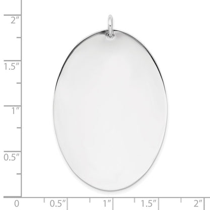 Sterl Silver Rh-plt Engraveable Oval Polished Front/Satin Back Disc Charm