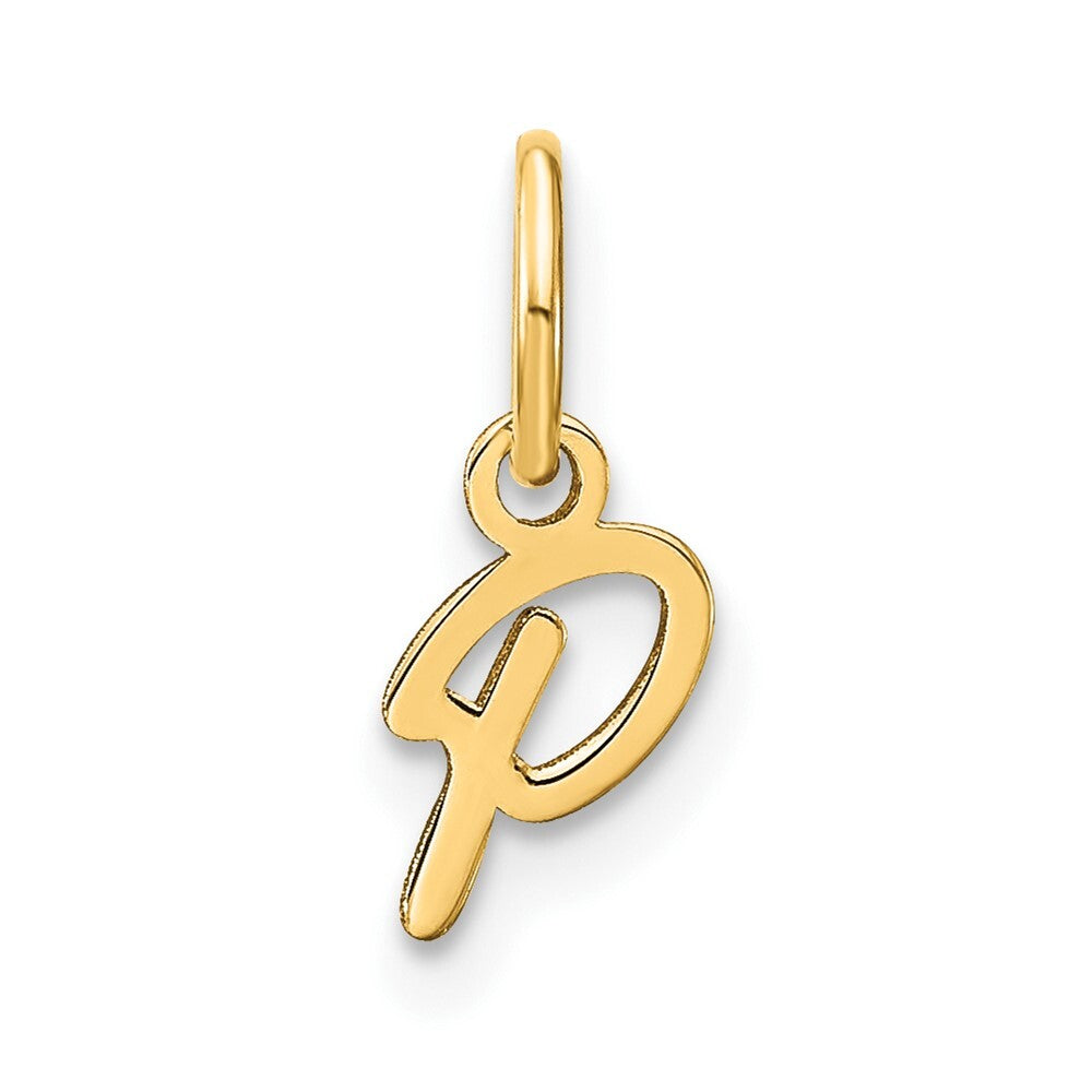 14k Yellow Gold Upper case Letter P Initial Charm Pendant for Women