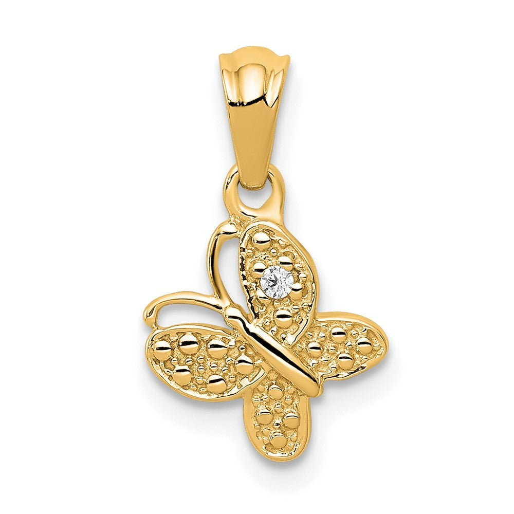 14k Yellow Gold Polished .01 carat Diamond Butterfly Pendant