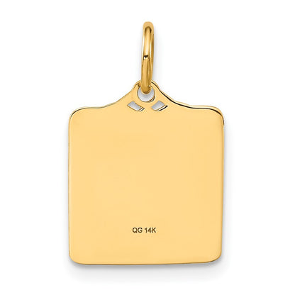 14k Yellow Gold Enameled Pink Engravable Birth Certificate Charm Pendant