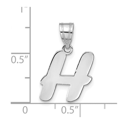 14k White Gold Polished Script Letter H Initial Pendant for Women