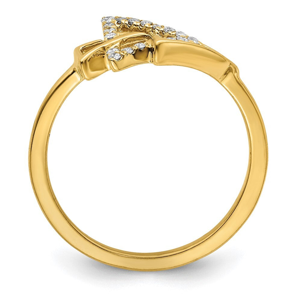 14K Yellow Gold Polished Triple Triangle Diamond Ring Size 7