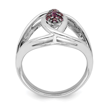 Sterling Silver Rhod-plat Rhodolite Garnet Ring Size 7