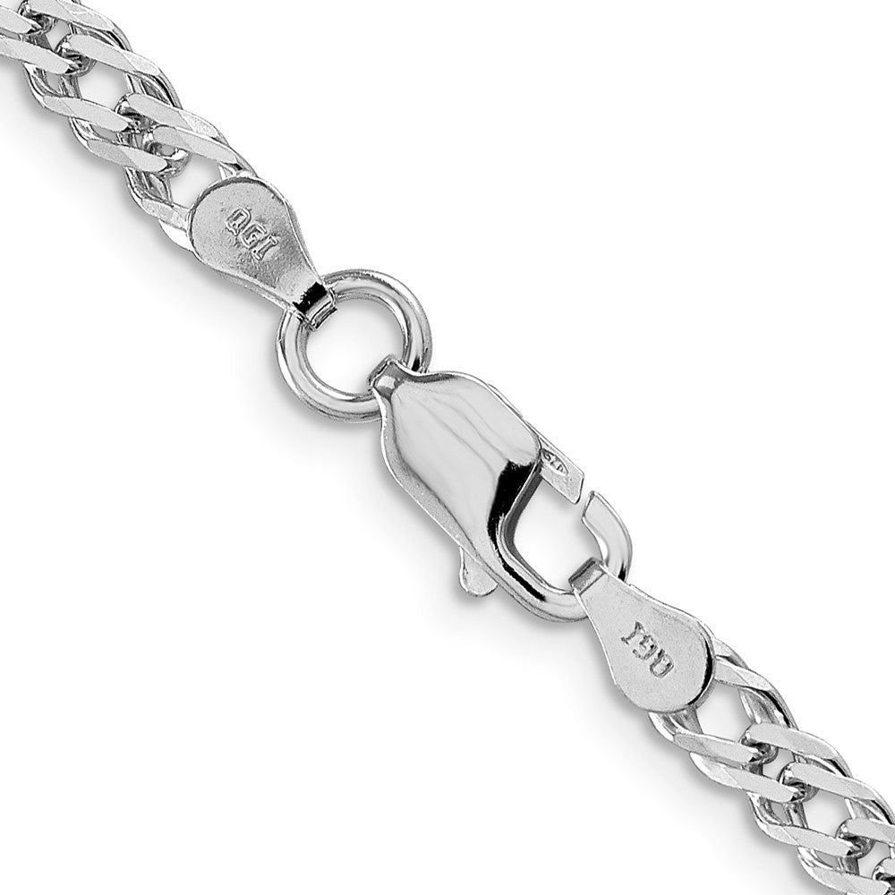Sterling Silver Rhodium-plated 4mm Beveled Curb Chain Necklace