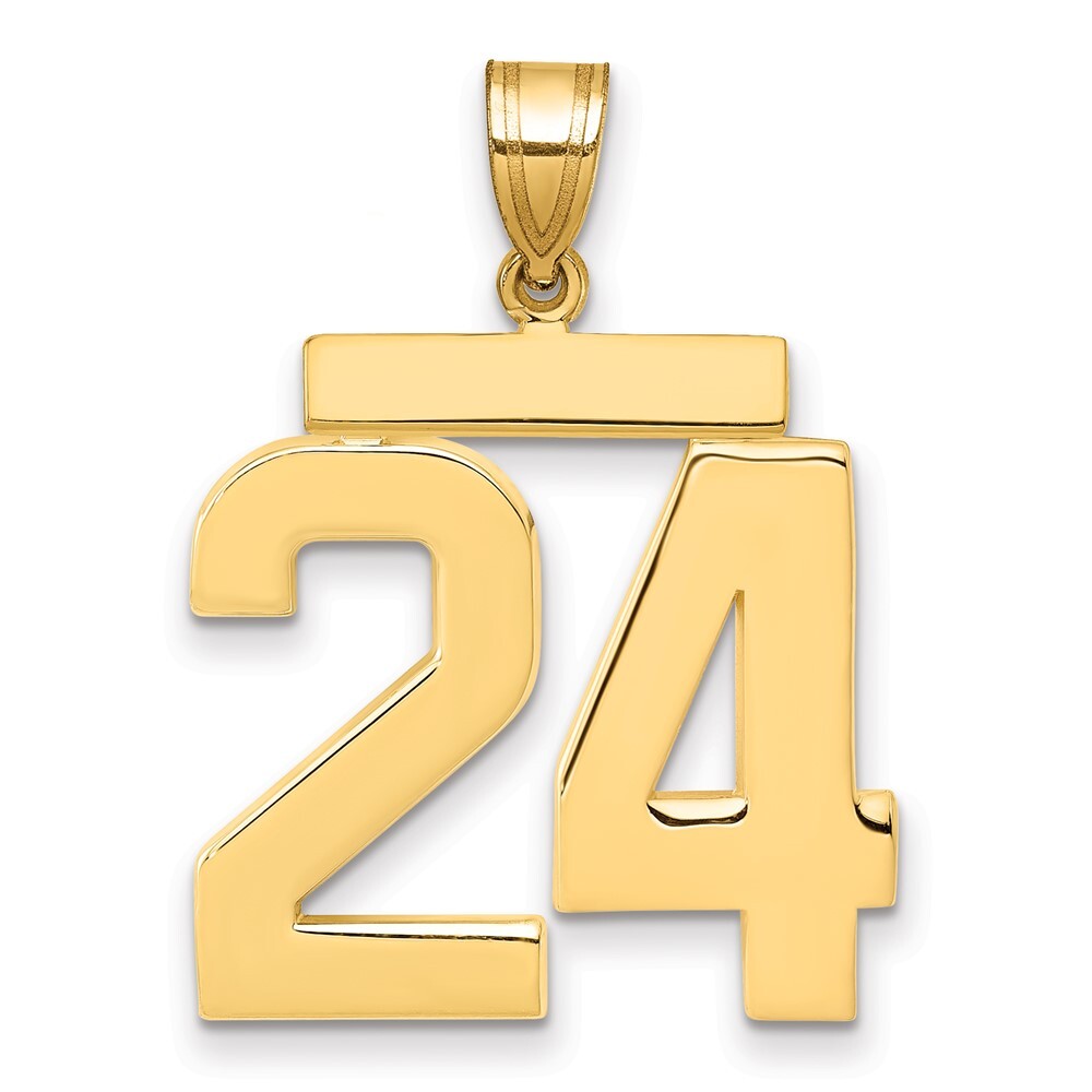 14k Yellow Gold Large Polished Number 24 Charm Pendant for Women
