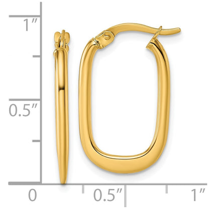 14k Yellow Gold Polished Oval Tapered Tube Hoop Earrings