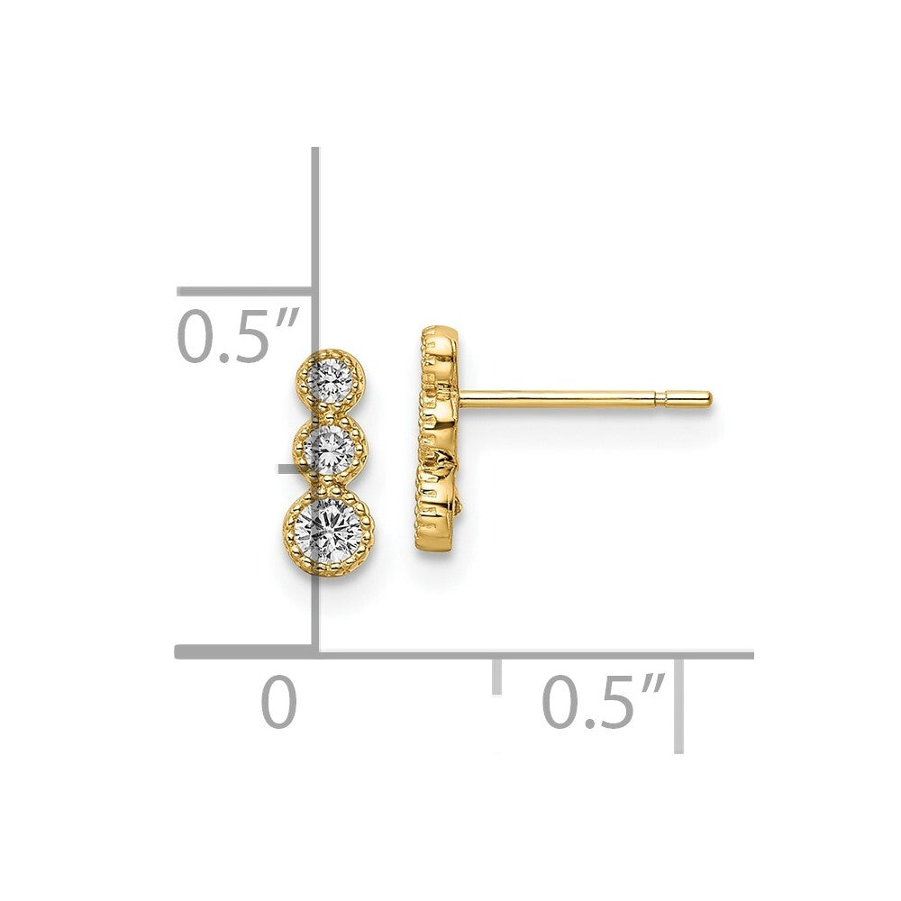 14k Yellow Gold Cubic Zirconia Stud Earrings Gift for Women