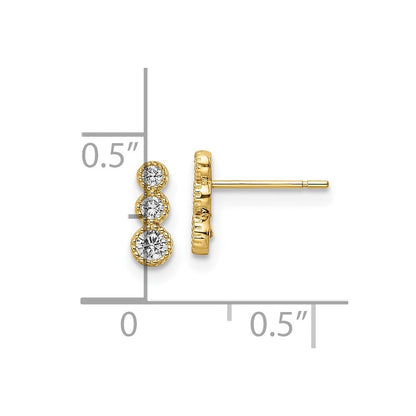 14k Yellow Gold Cubic Zirconia Stud Earrings Gift for Women