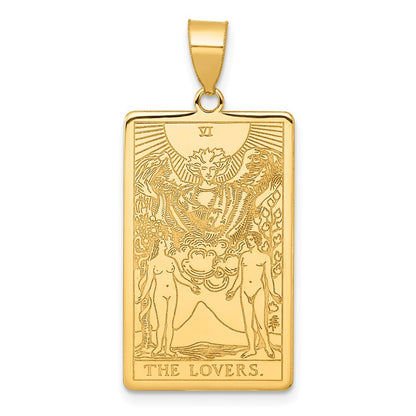 14k Yellow Gold The Lovers Tarot Card Pendant for Women