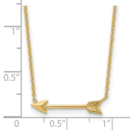 14k Yellow Gold Polished Arrow 17 inch Necklace