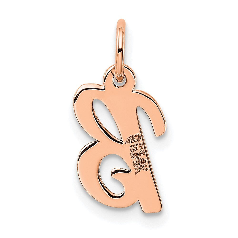 14k Rose Gold Small Script Letter B Initial Charm Pendant for Women