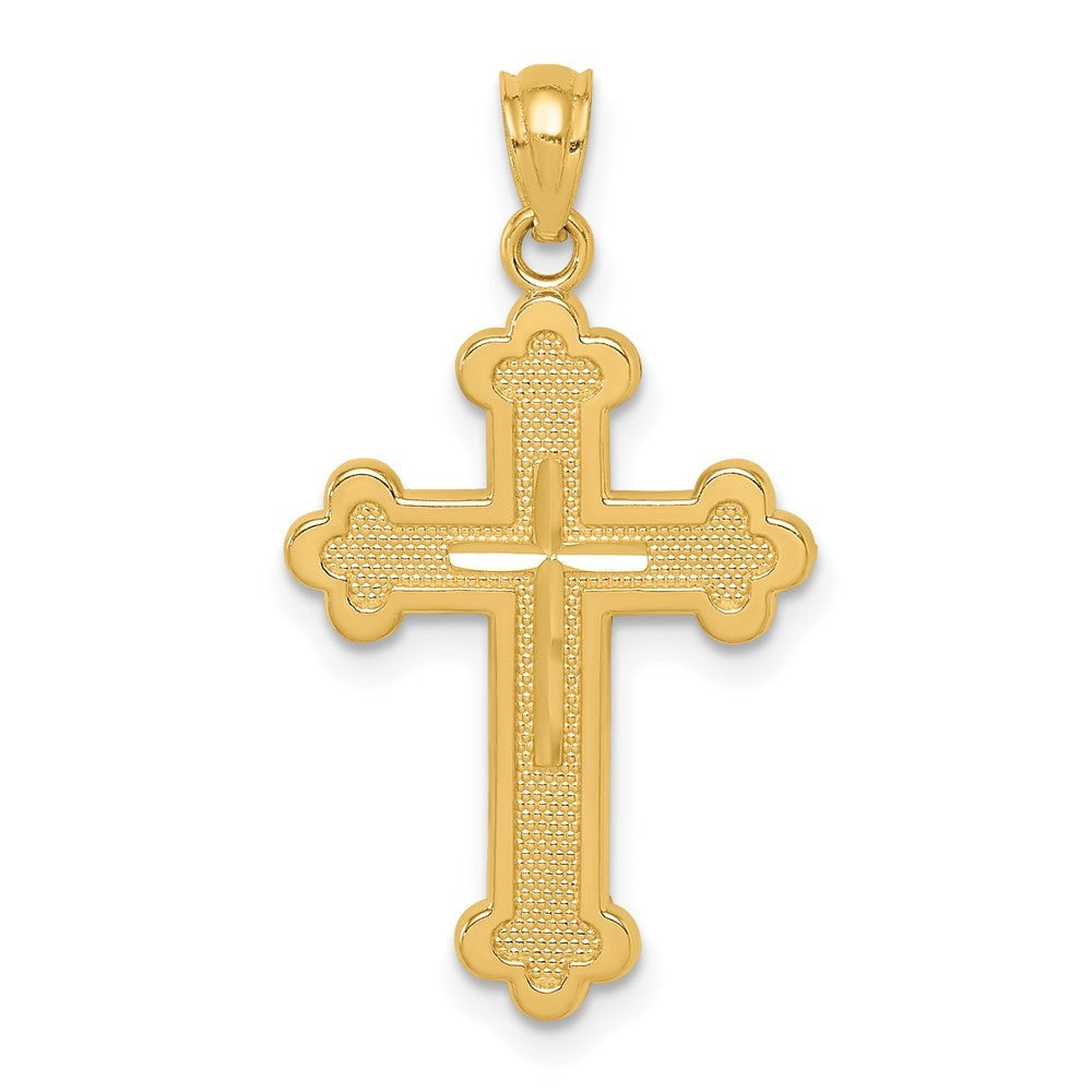 14k Yellow Gold Budded Cross Pendant