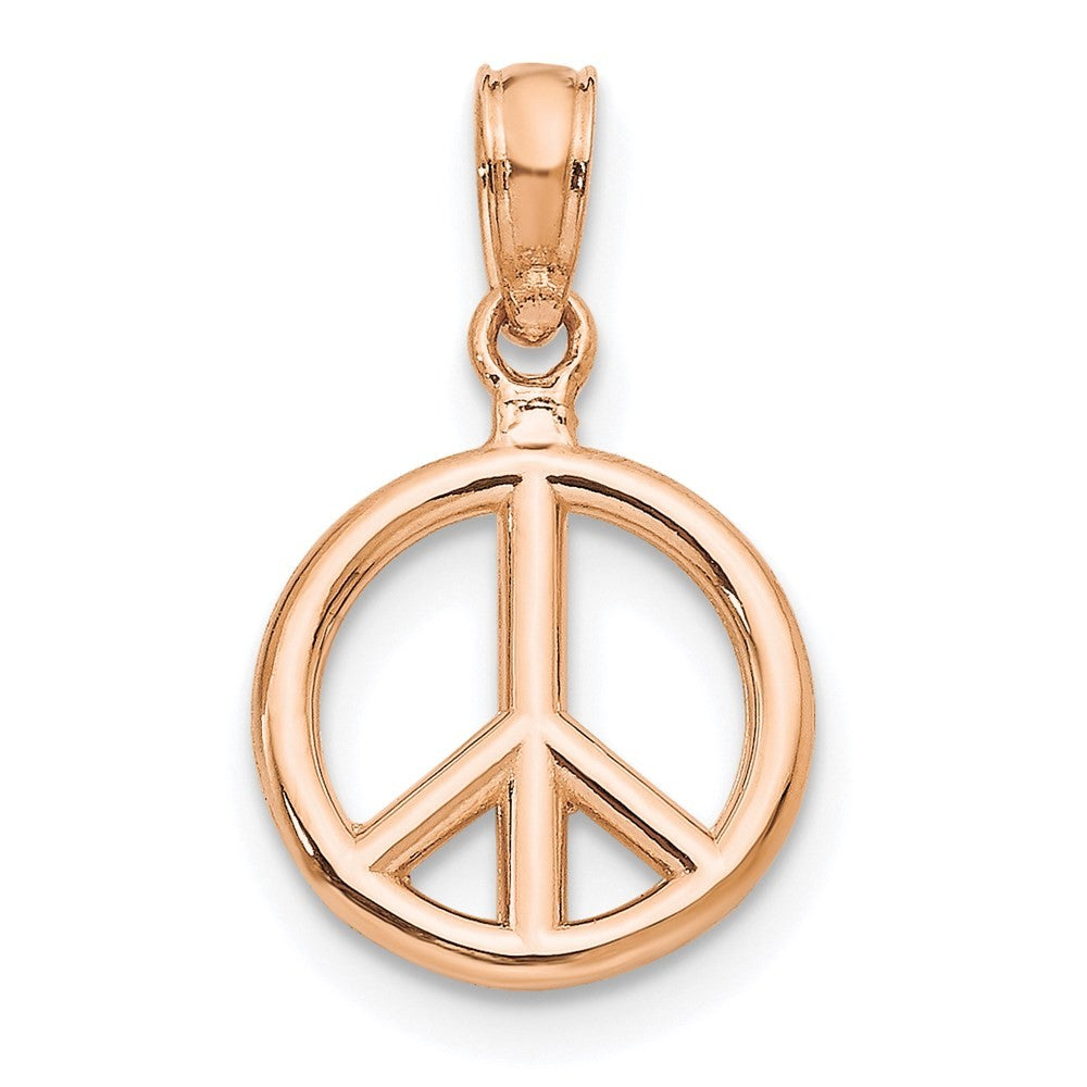 14k Rose Gold 3-D Peace Symbol Charm Pendant
