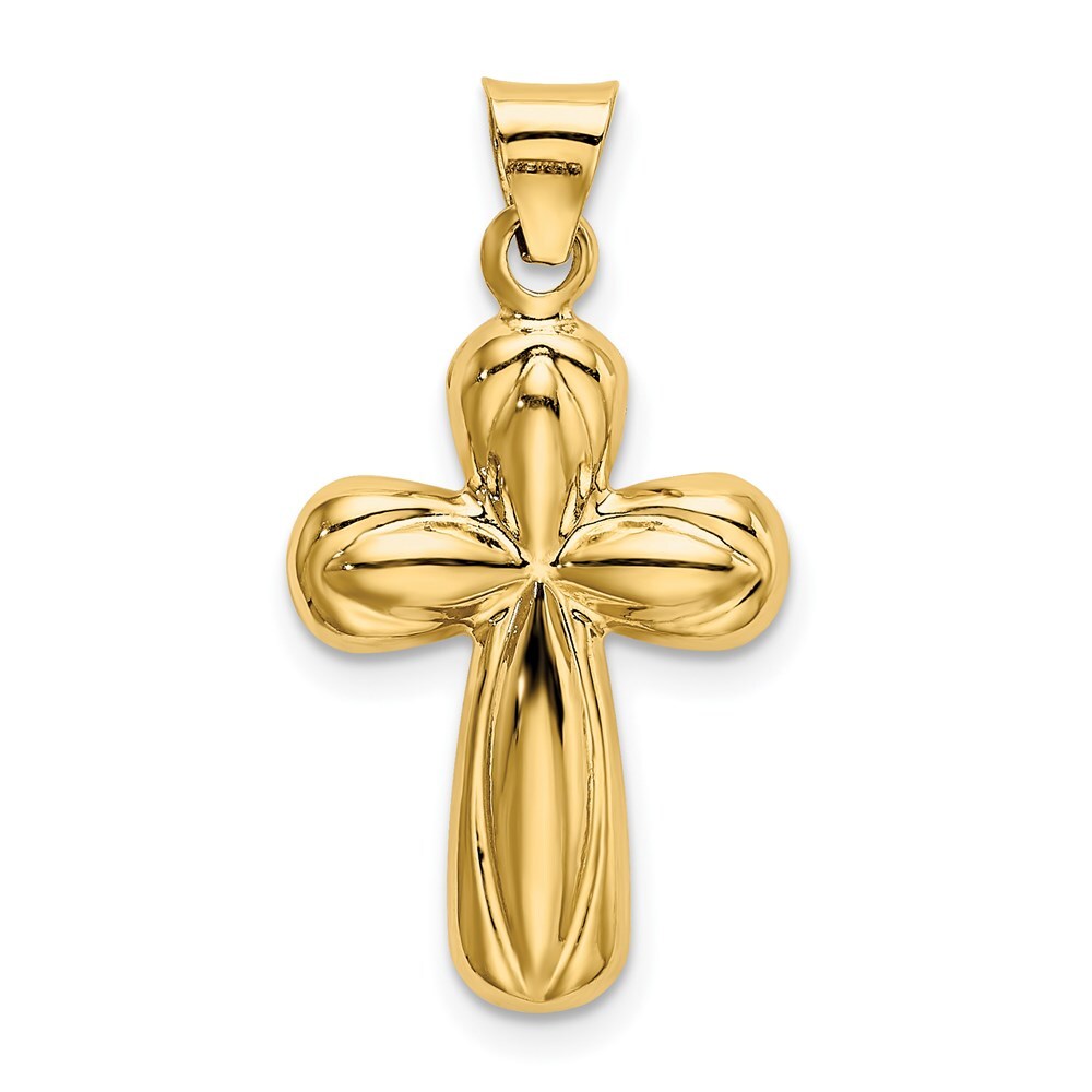 14k Yellow Gold Polished Stamping Cross Pendant