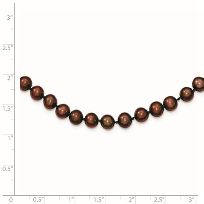 Sterling Silver Rhodium-plated 6-7mm Brown Cultured Pearl Necklace 16"