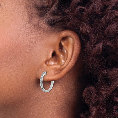 14k White Gold Diamond Hinged Hoop Earrings