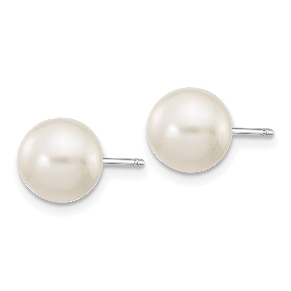 14k White Gold 7-8mm White Round Freshwater Cultured Pearl Stud Earrings