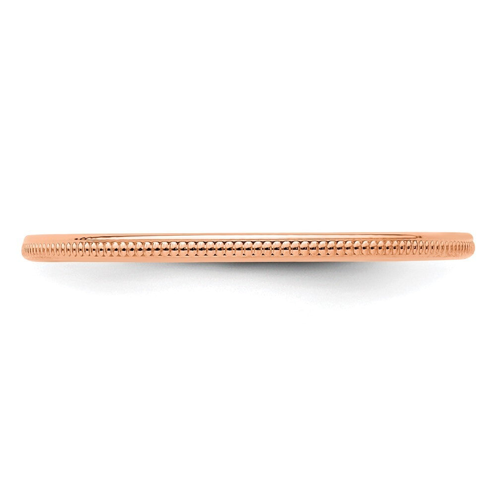 14K Rose Gold 1.2mm Milgrain Stackable Band Size 10