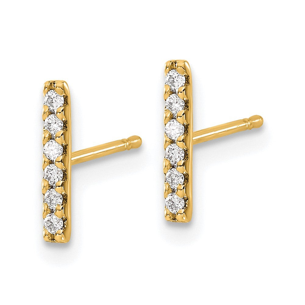 14k Yellow Gold Diamond Bar Earrings