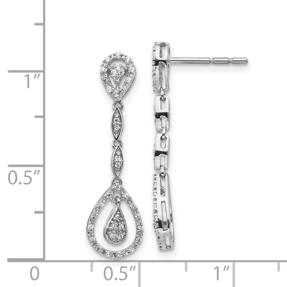 14k White Gold Teardrop Diamond Dangle Earrings