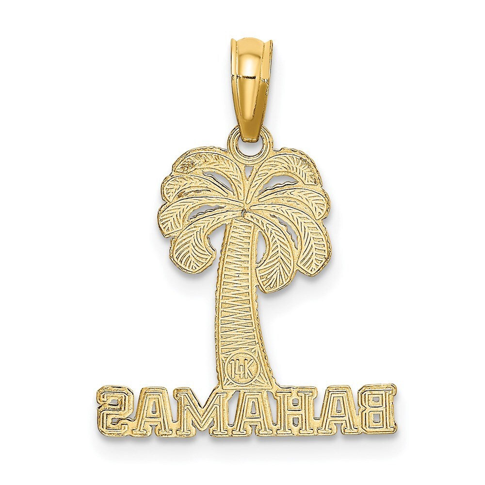14k Yellow Gold BAHAMAS Palm Tree Charm Pendant for Women