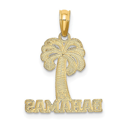 14k Yellow Gold BAHAMAS Palm Tree Charm Pendant for Women
