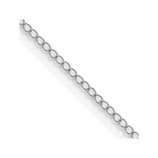 14K White Gold 16 inch Carded .5mm Curb with Spring Ring Clasp Chain Necklace