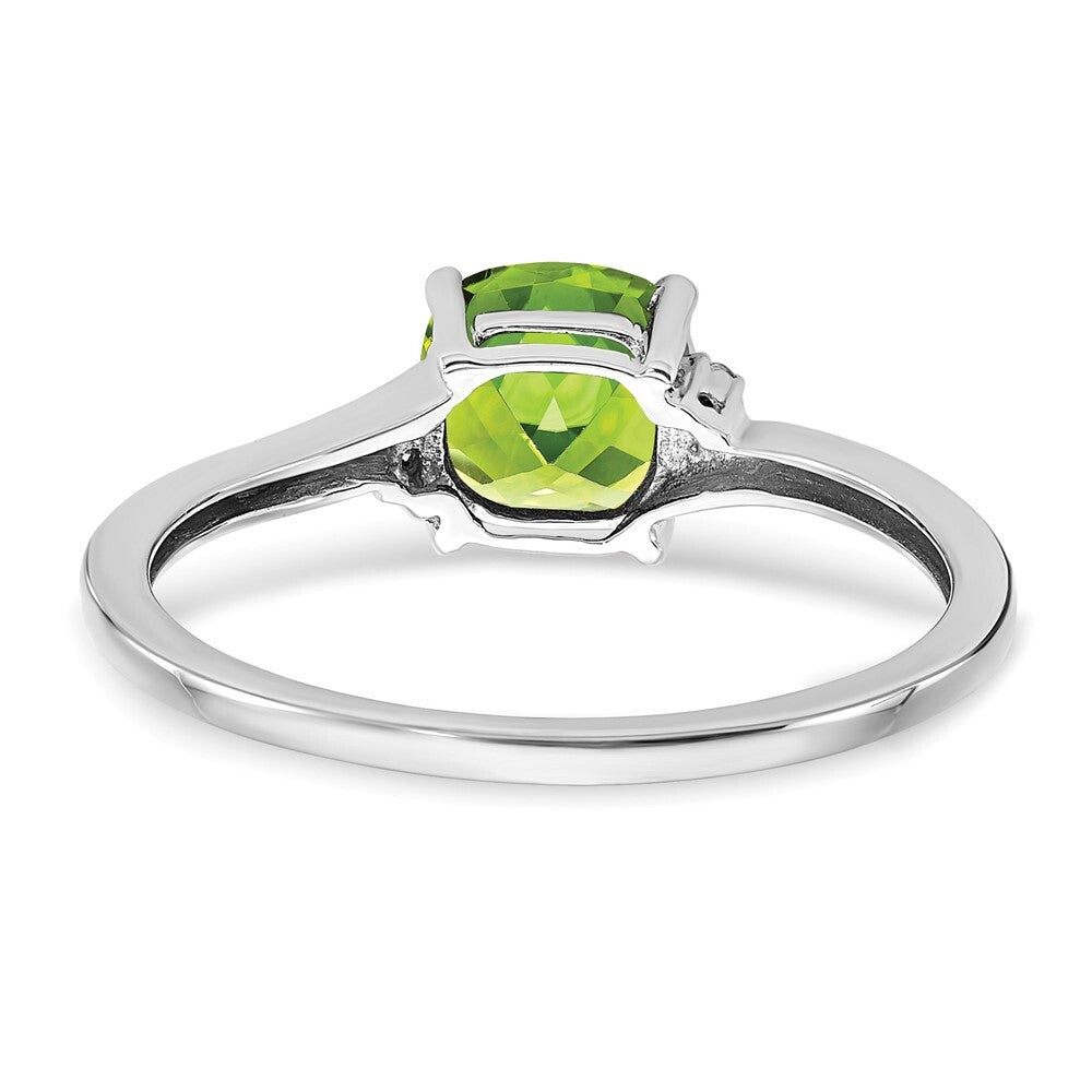 Sterling Silver Rhodium-plated Peridot and Diamond Ring Size 7