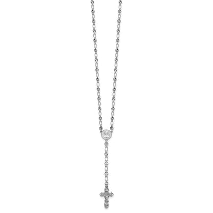 Sterling Silver Rhodium-plated Polished Cubic Zirconia 25.5in Rosary Necklace