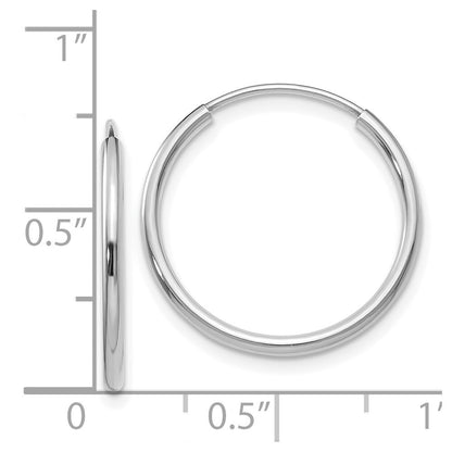 14k White Gold 1.5mm Polished Endless Hoop Earrings Gift for Women