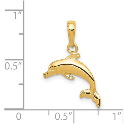 14k Yellow Gold Dolphin Jumping Pendant for Women